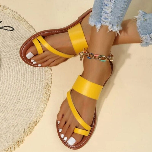 Sandalias planas color liso